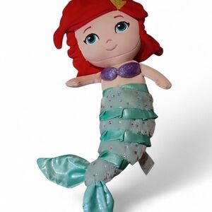 EUC Disney Baby The Little Mermaid Ariel Plush 14" Baby Body Girl‎ Doll Sparkle